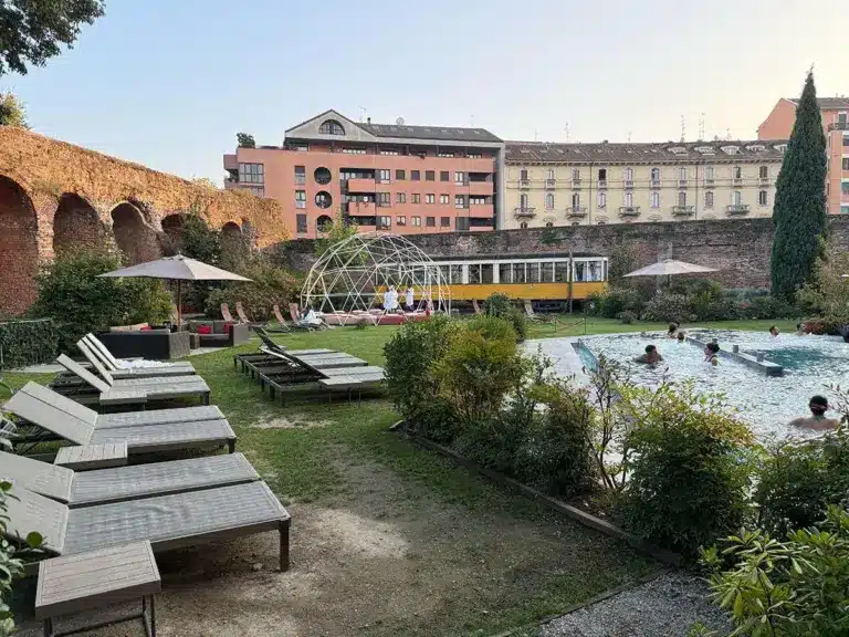 Panoramablick auf Mailand von der Dachterrasse der QC Terme Milano